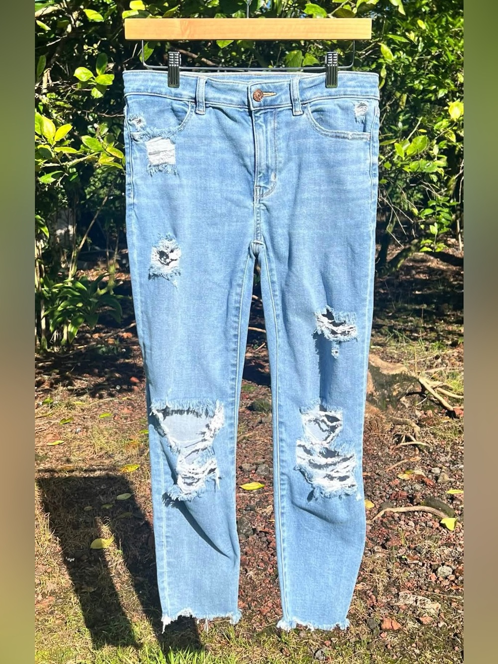 American Eagle Next Level Ripped High-Waisted Jegging, Size 6 X-Short, GUC
